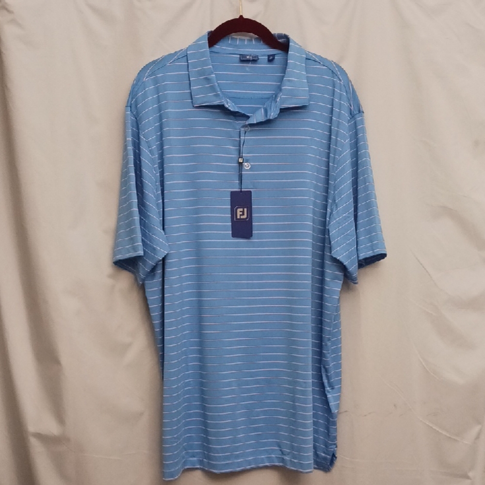 FootJoy size XL men's blue and pink striped polo,golf causal shirt.